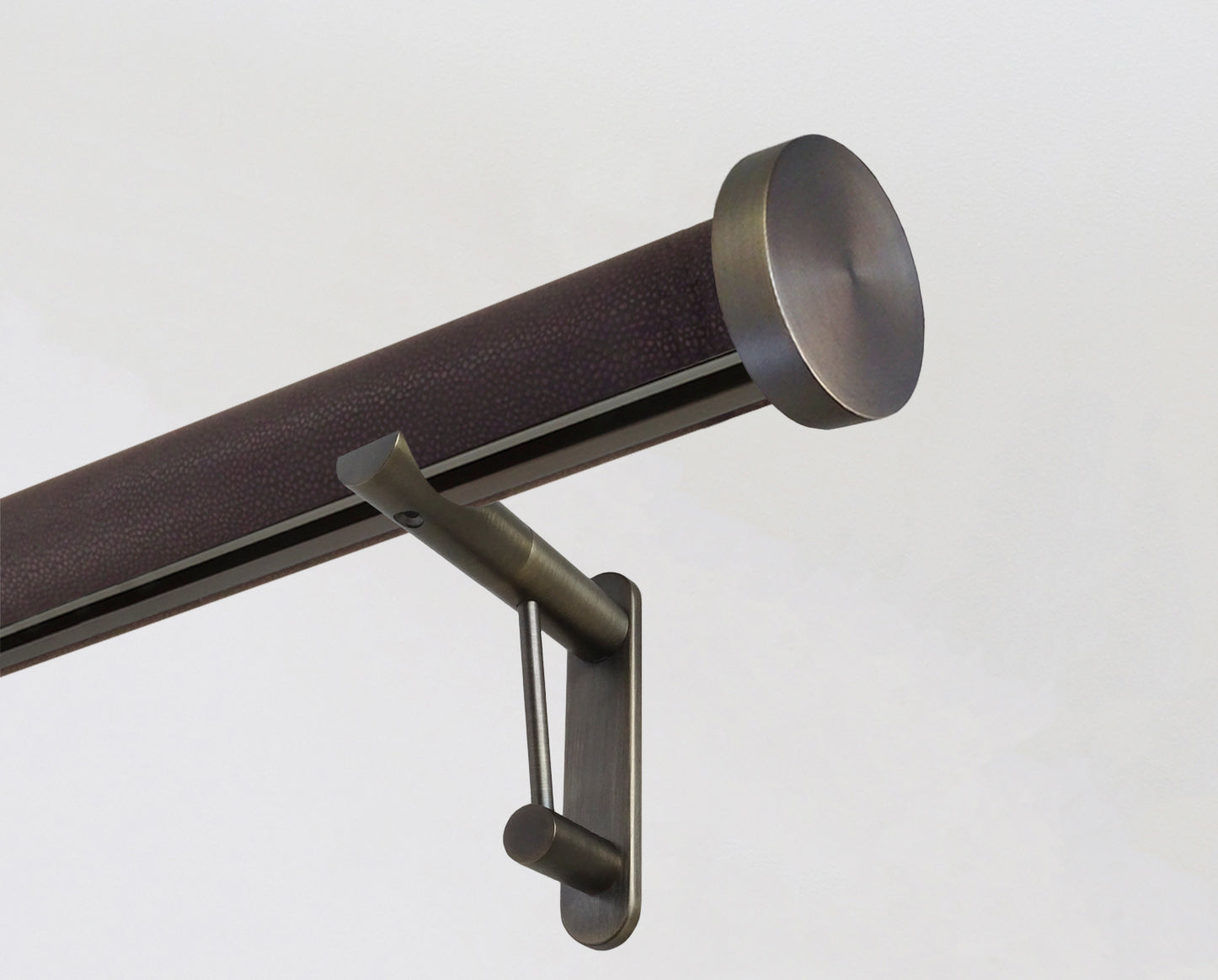 wrapped & tracked curtain pole set in mineral "tennessee" by Walcot House