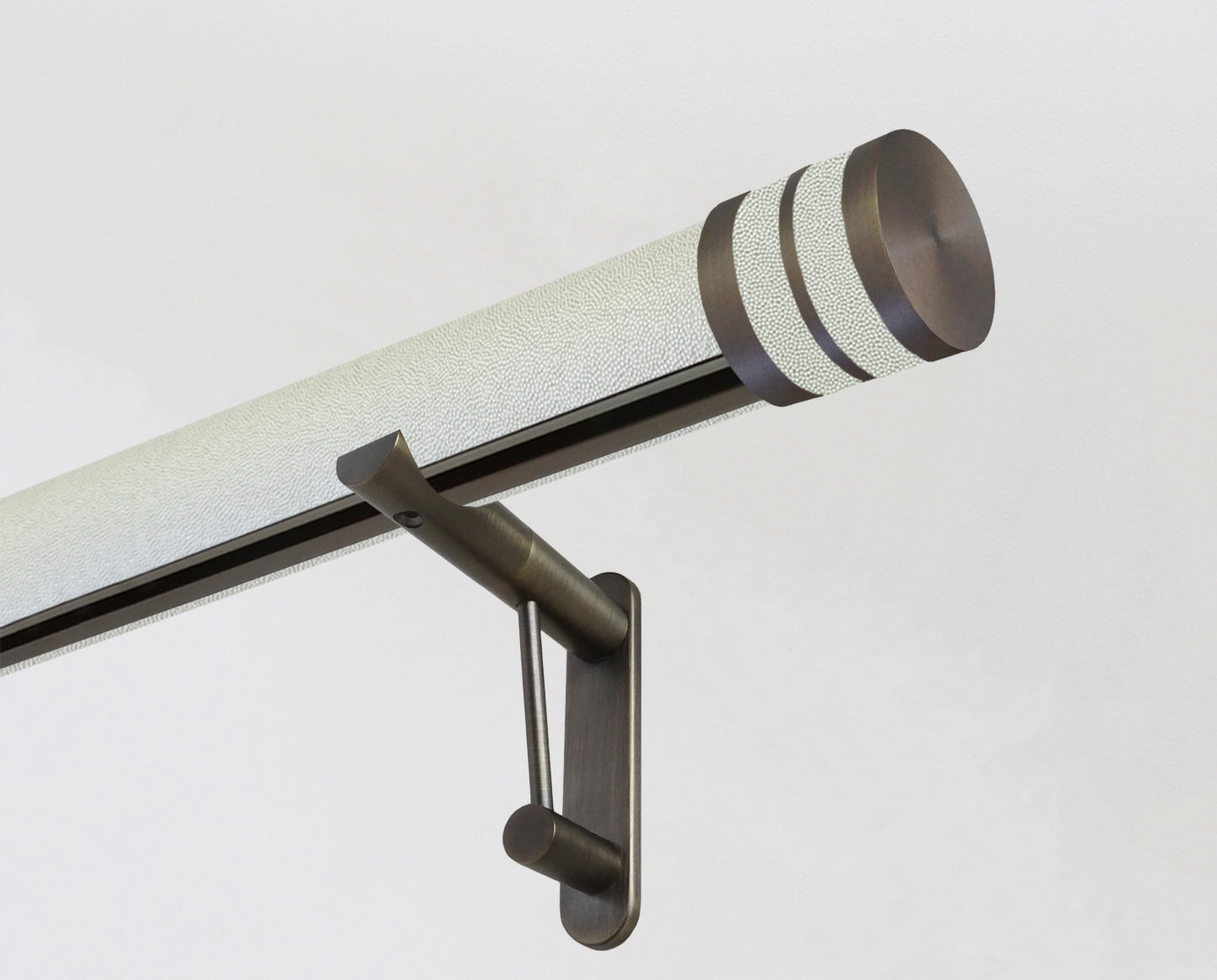 50mm diameter wrapped and tracked white pepper pole with bobbin finials