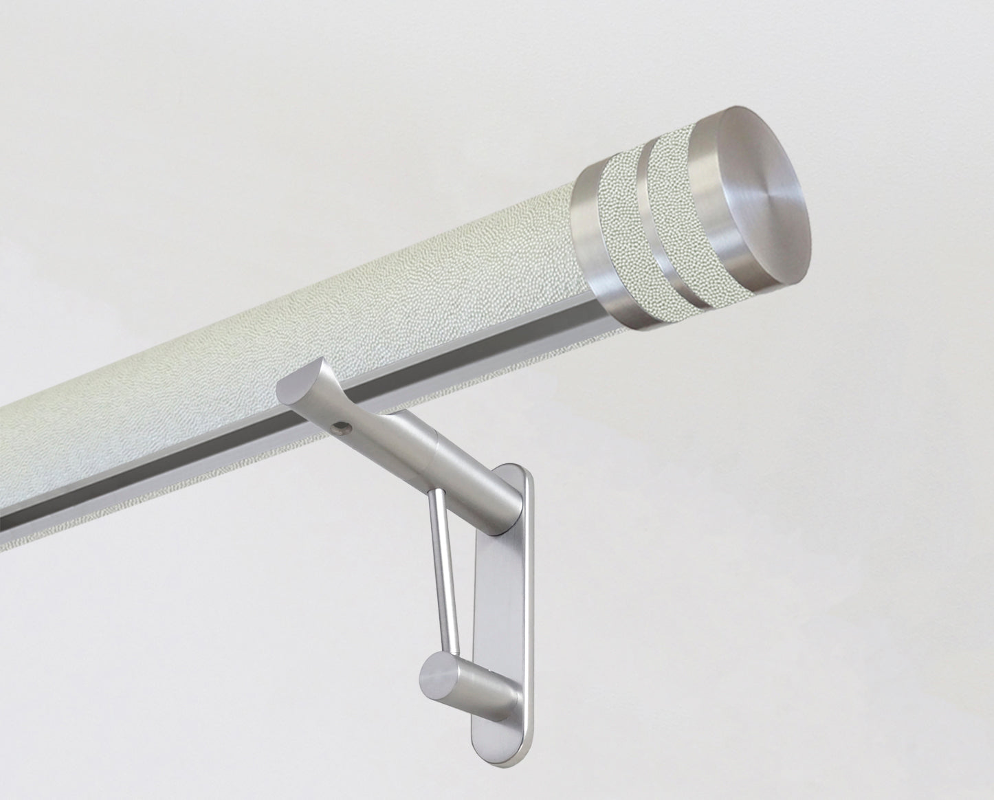 50mm diameter wrapped and tracked white pepper pole with bobbin finials