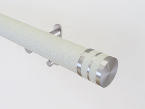 50mm diameter wrapped and tracked white pepper pole with bobbin finials