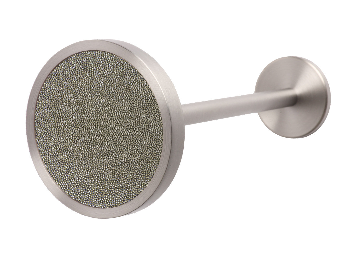 Stainless Steel curtain hold back in moonlight blue