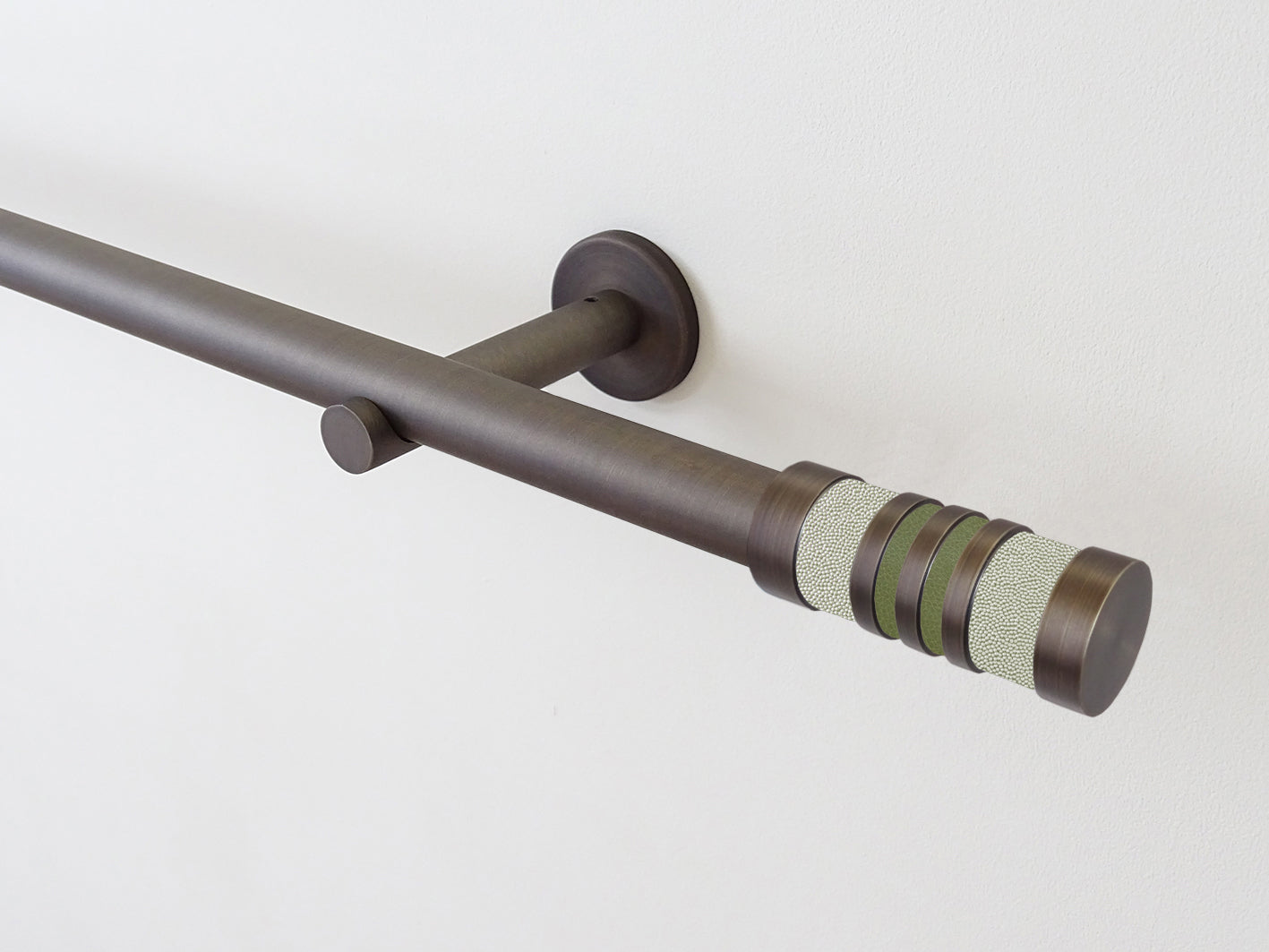 19mm antique brass/brushed bronze curtain pole set with bespoke coloured finials