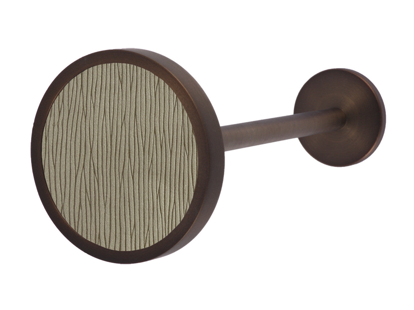 Bronze curtain hold back in shale green