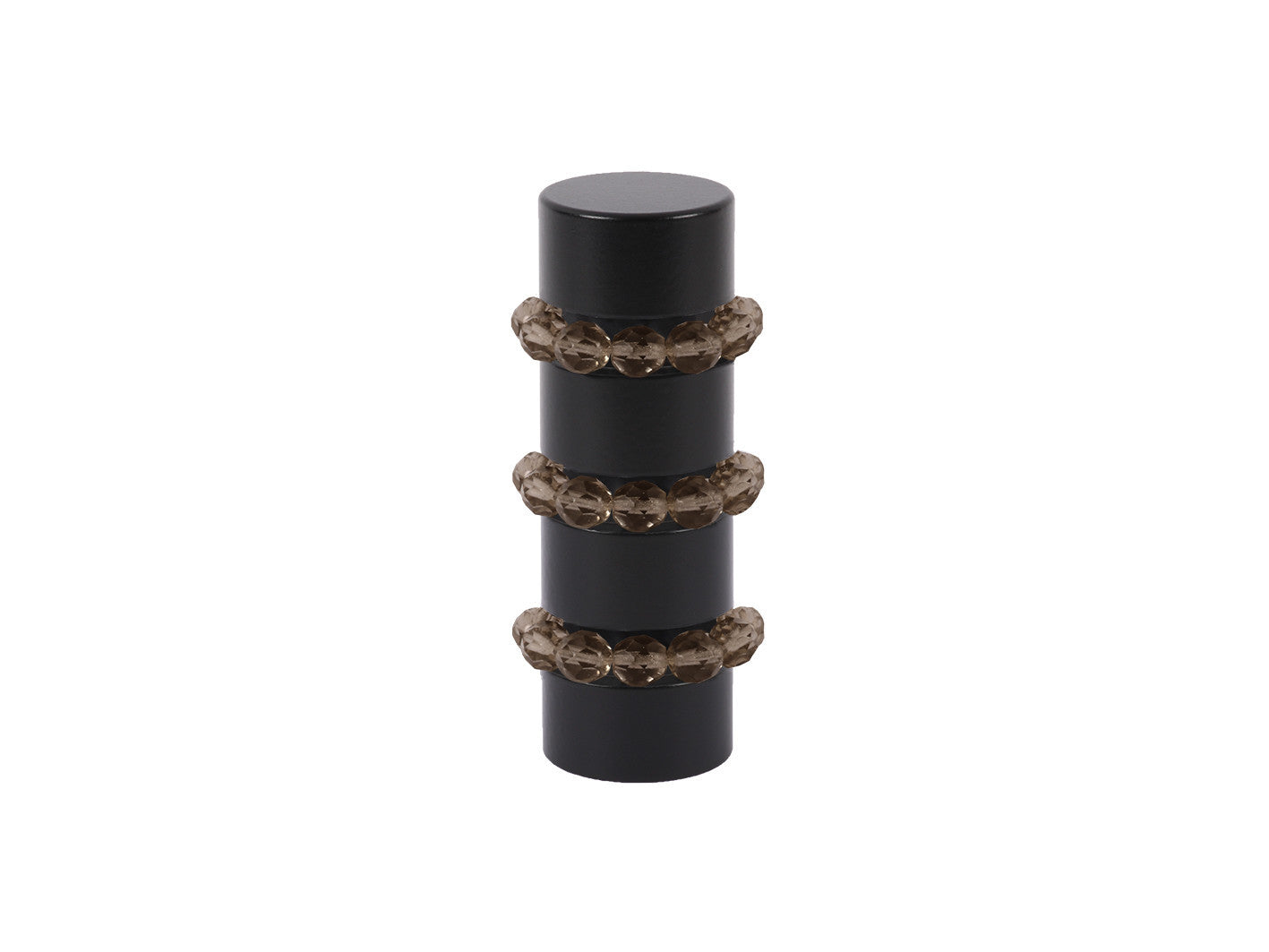 Beaded black curtain pole finial in bronze glass | Walcot House 19mm collectionads