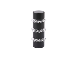 Beaded black curtain pole finial in clear glass | Walcot House 19mm collection