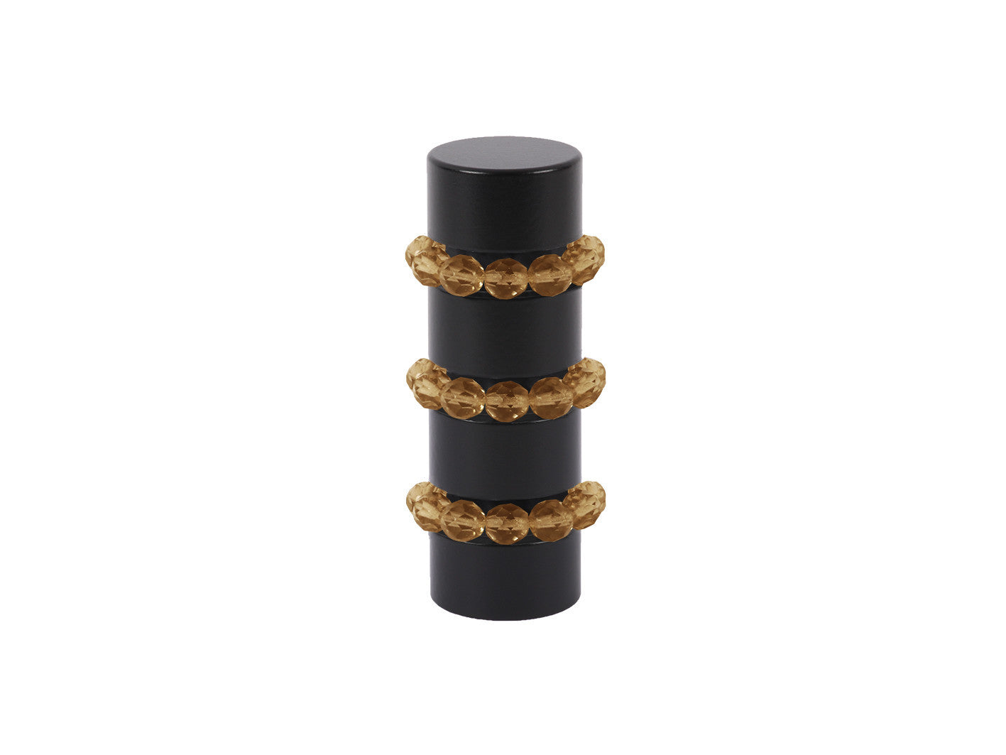 Beaded black curtain pole finial in honey gold glass | Walcot House 19mm collectionads