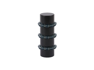 Beaded black curtain pole finial in ink wash dark blue glass | Walcot House 19mm collectionads