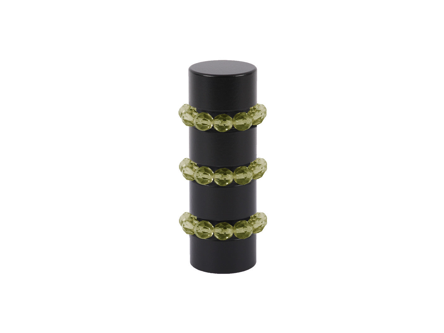 Beaded black curtain pole finial in olive green glass | Walcot House 19mm collectionads