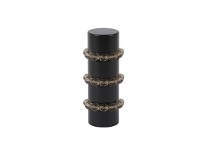 Beaded black curtain pole finial in soft grey glass | Walcot House 19mm collection