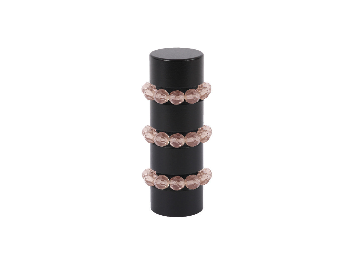 Beaded black curtain pole finial in soft pink glass | Walcot House 19mm collectionads