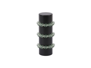 Beaded black curtain pole finial in tourmaline green glass | Walcot House 19mm collectionads