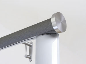 Motorised electric curtain pole in black pepper, wireless & battery powered using the Somfy Glydea track | Walcot House UK curtain pole specialists