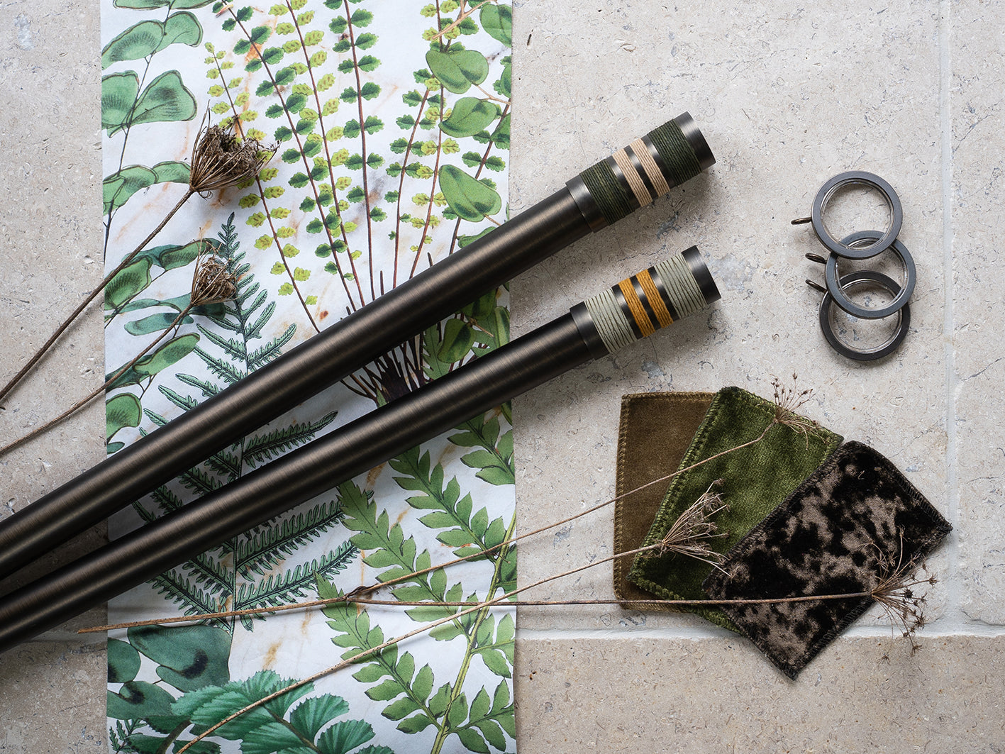 Antique brass curtain pole finial for 30mm pole | Walcot House