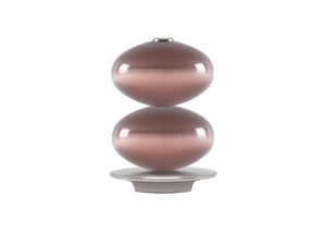 Glass double moonstone finial with stainless steel collar for 30mm dia. curtain poles