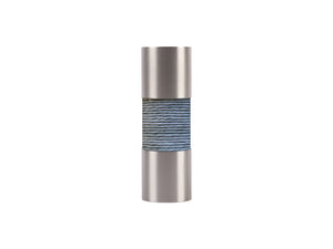 Dolphin blue curtain pole finial, stainless steel barrel, for 19mm diameter pole