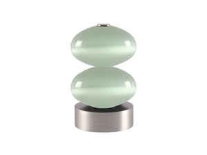 Glass double moonstone finial with stainless steel collar for 50mm dia. curtain poles