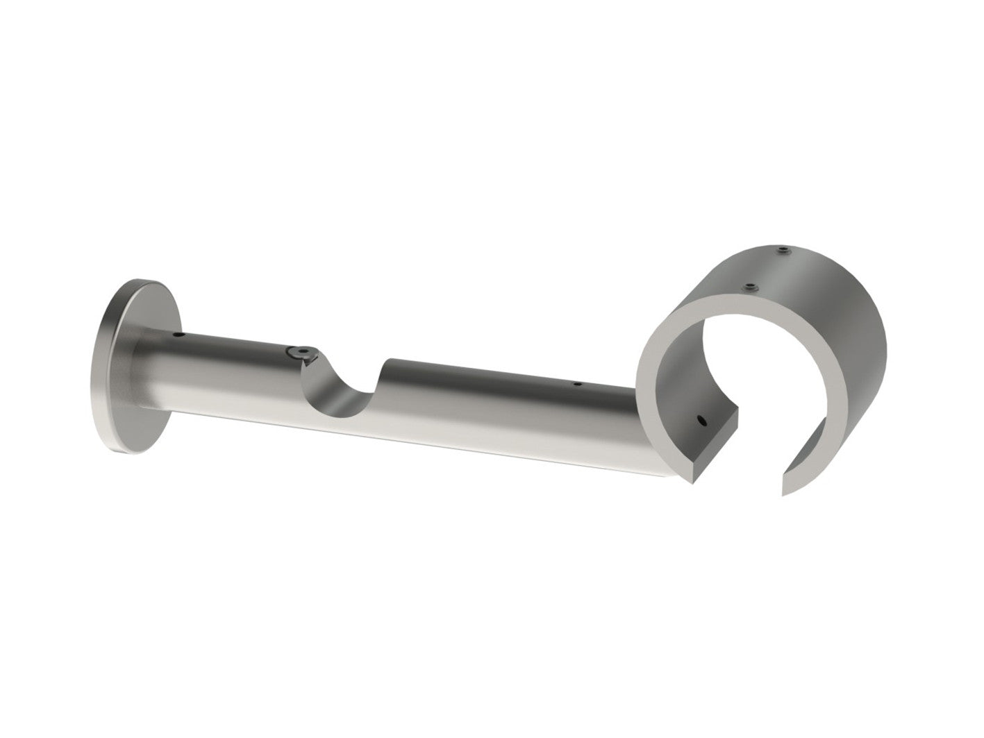 double flush passing connector bracket for 19mm and 50mm curtain poles in stainless steel