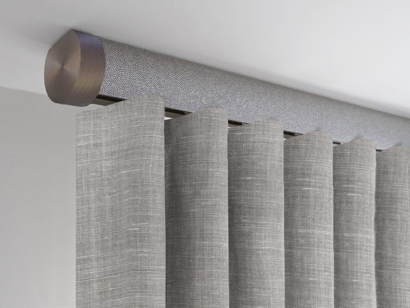 50mm dia. wrapped & tracked dusk ceiling fix curtain pole set with end cap finials