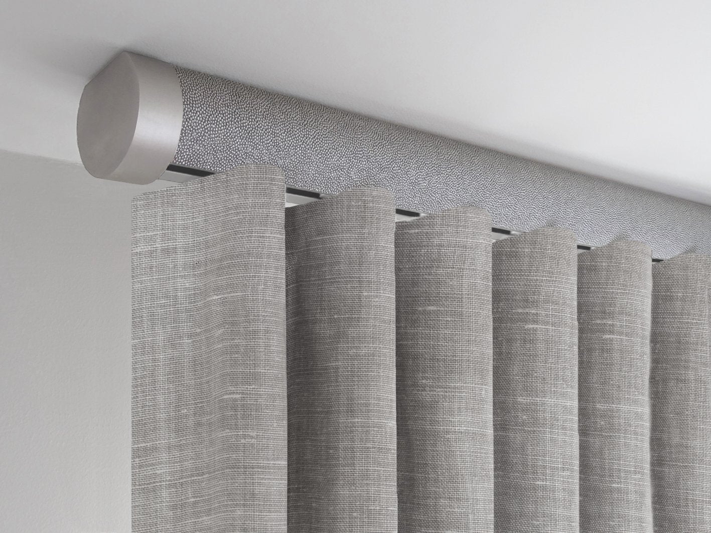 50mm dia. wrapped & tracked dusk ceiling fix curtain pole set with end cap finials