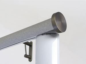 Motorised electric curtain pole in dusk grey, wireless & battery powered using the Somfy Glydea track | Walcot House UK curtain pole specialists
