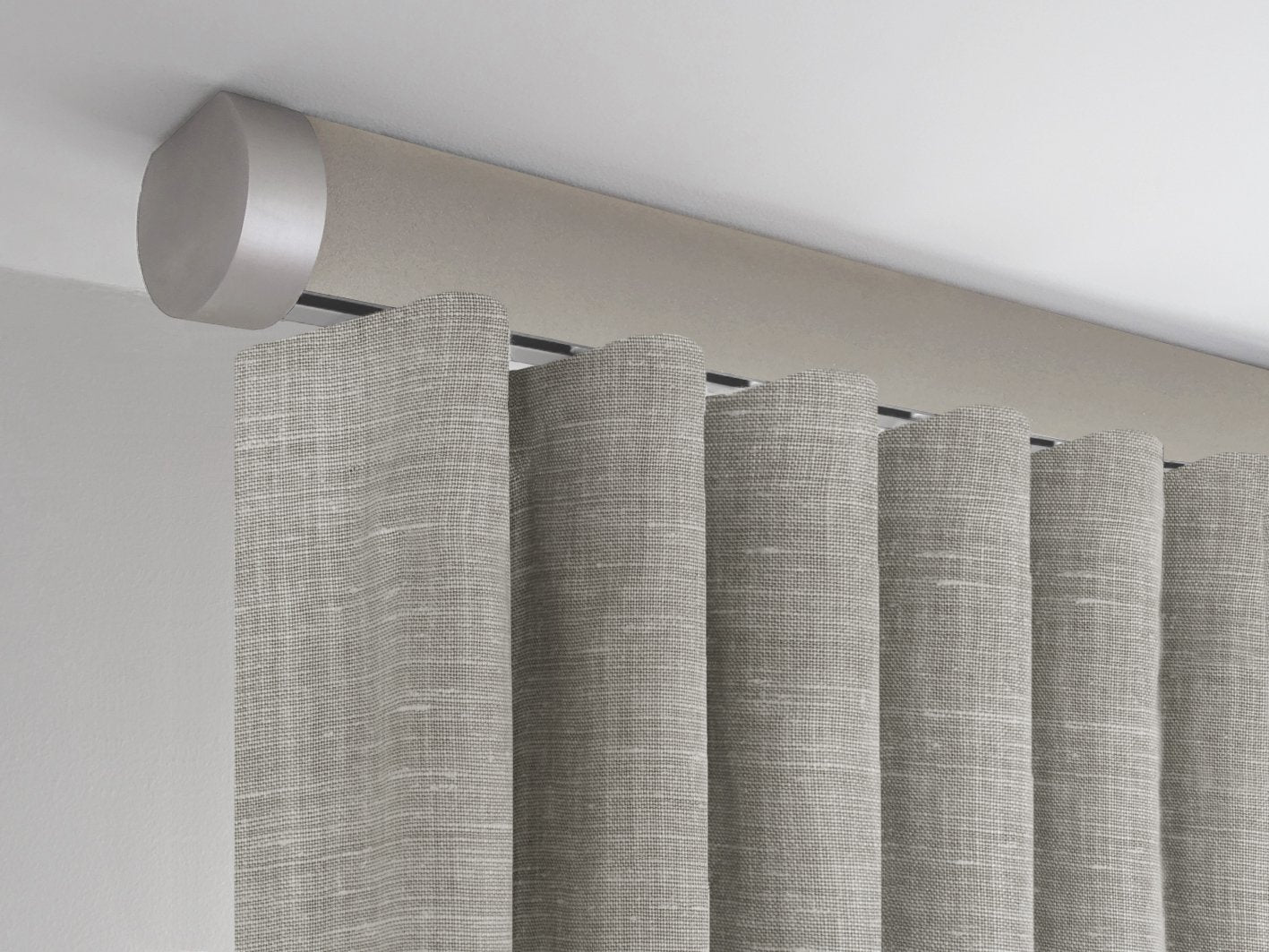 Flush ceiling fix curtain pole set in fawn by Walcot House