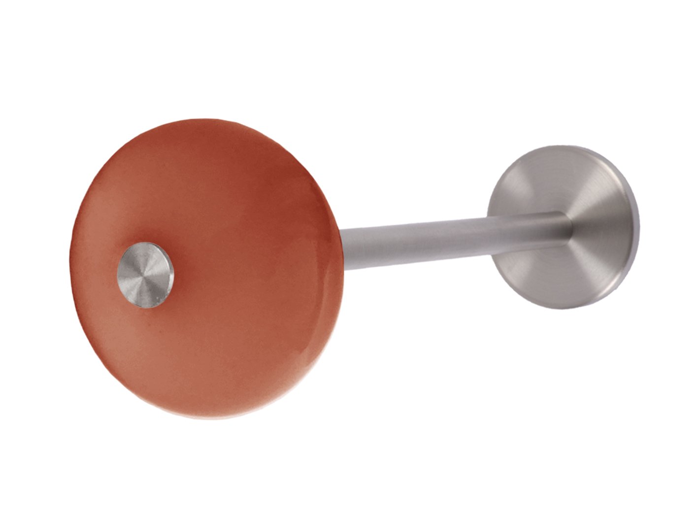 Red/orange curtain hold back/tie back with glass end, stainless steel