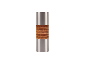 Orange fox curtain pole finial, stainless steel barrel, for 19mm diameter pole