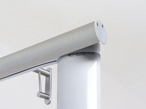 Motorised electric curtain pole in marcasite grey, wireless & battery powered using the Somfy Glydea track | Walcot House UK curtain pole specialists