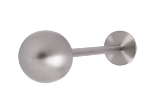 Designer curtain holdback in brushed steel with ball end