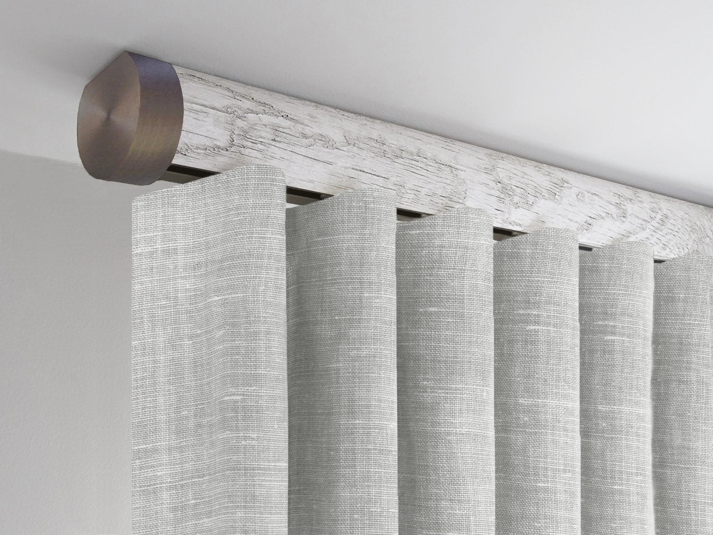 Flush ceiling fix curtain pole set in nordic white by Walcot House