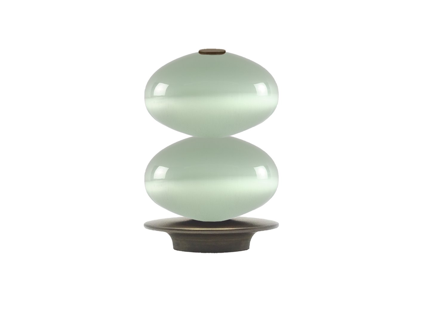 Glass double moonstone finial with brushed bronze collar for 30mm dia. curtain poles