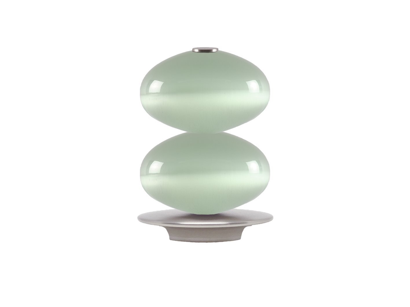 Glass double moonstone finial with stainless steel collar for 30mm dia. curtain poles