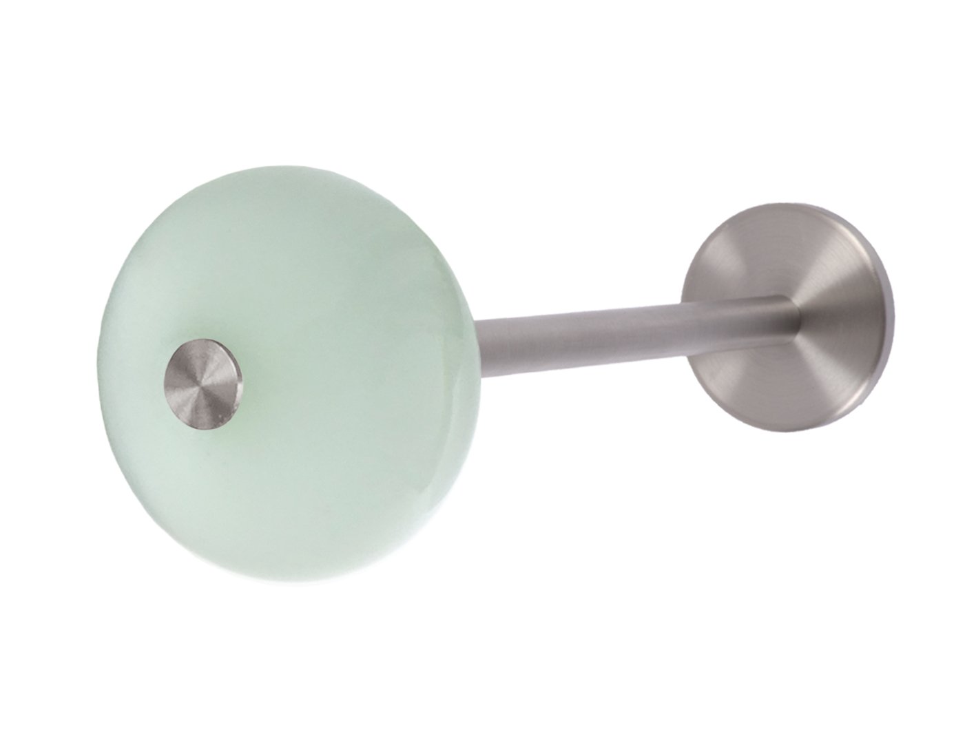 Red/orange curtain hold back/tie back with glass end, stainless steel