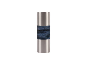 Orca blue curtain pole finial, stainless steel barrel, for 19mm diameter pole