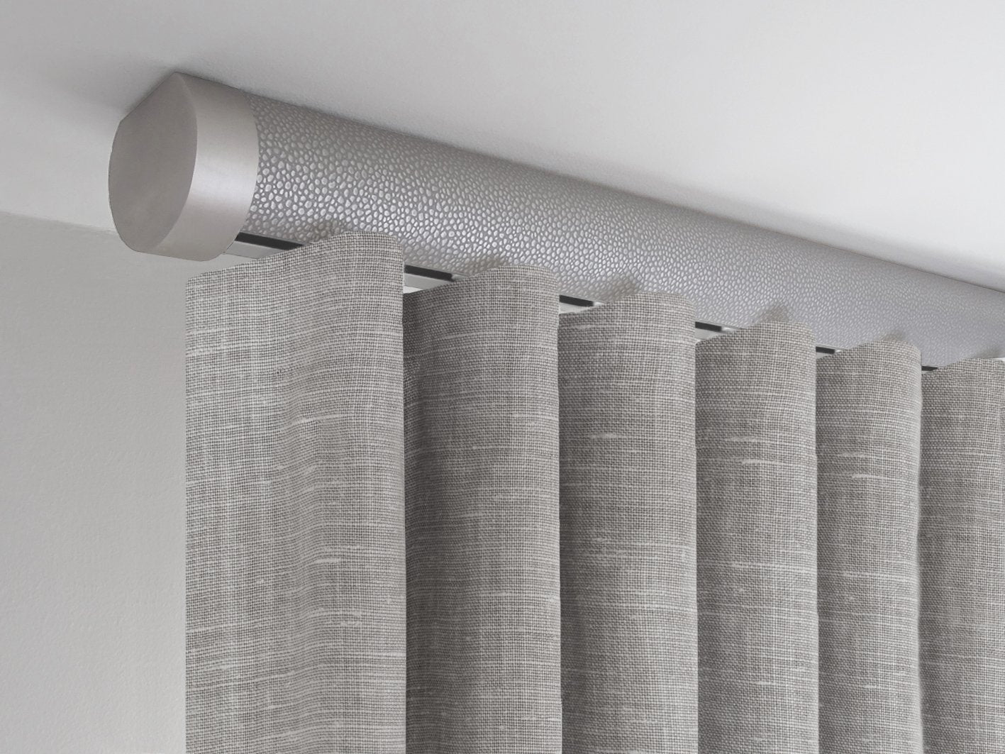Flush ceiling fix curtain pole in pebble grey by Walcot House