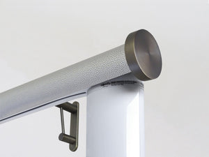 Motorised electric curtain pole in pebble grey, wireless & battery powered using the Somfy Glydea track | Walcot House UK curtain pole specialists