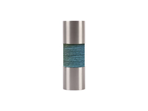 Seagrass turquoise curtain pole finial, stainless steel barrel, for 19mm diameter pole