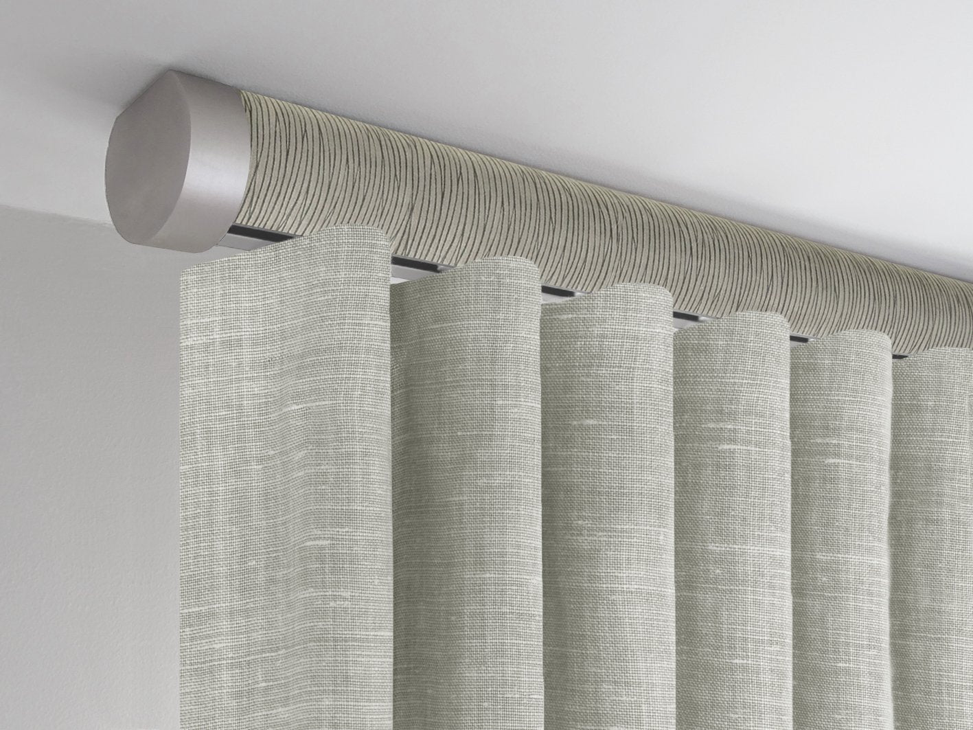 Ceiling fix tracked pole in shale with bronze end cap finials by Walcot House