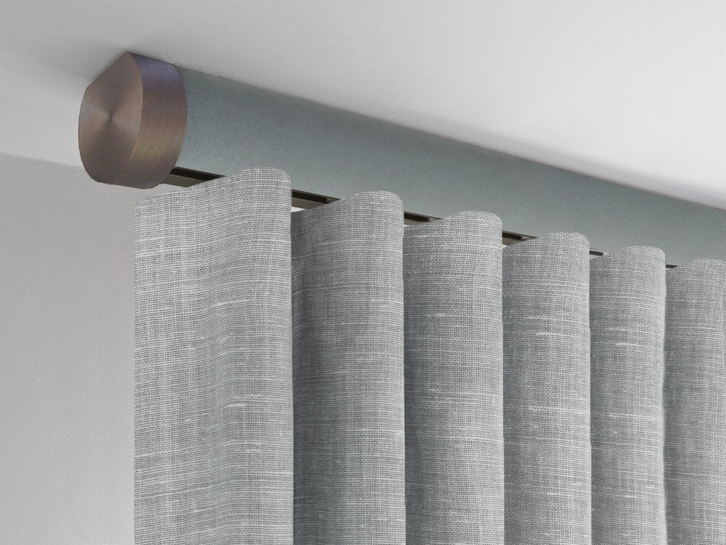 Flush ceiling fix curtain pole in slate grey by Walcot House