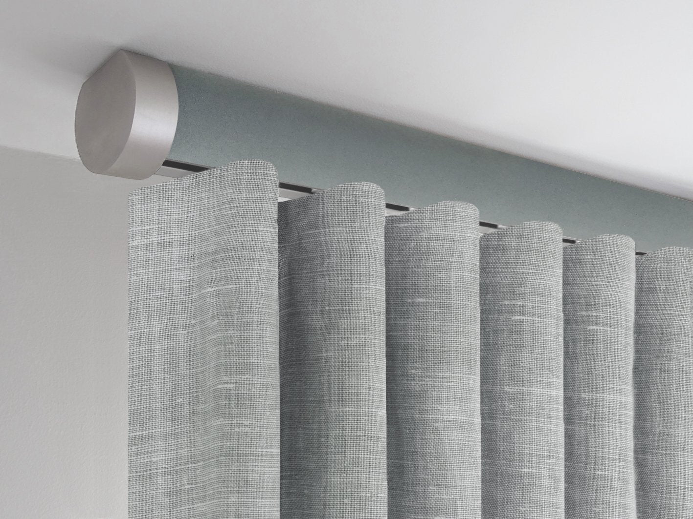 Ceiling fix tracked pole in slate with bronze end cap finials by Walcot House