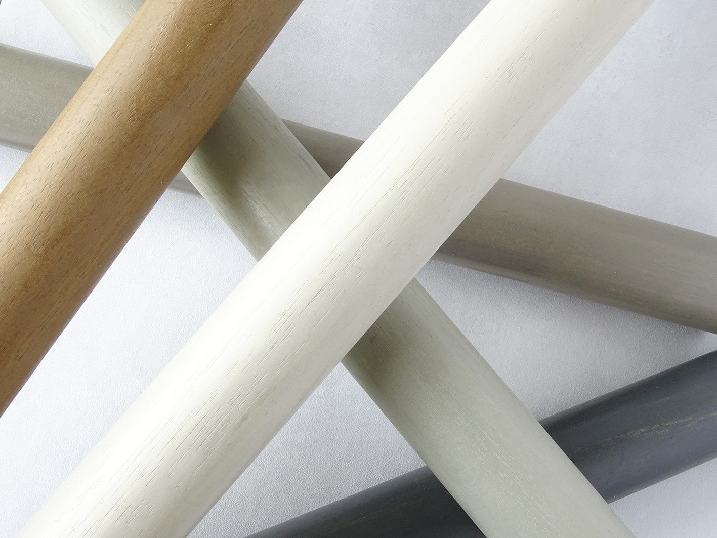 stained wooden curtain poles by Walcot House