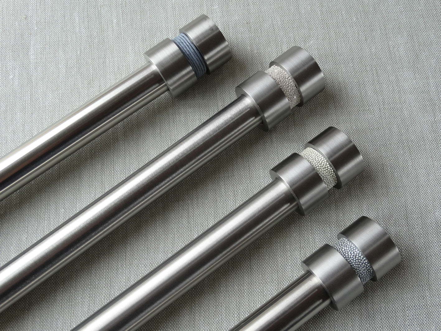 19mm diameter stainless steel metal curtain pole set with groove finials