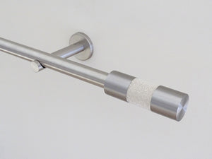 19mm diameter stainless steel curtain pole sets with steel barrel finials in champagne