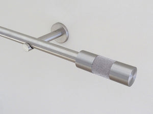19mm diameter stainless steel curtain pole sets with steel barrel finials in oyster