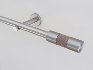 19mm diameter stainless steel curtain pole sets with steel barrel finials in fossil