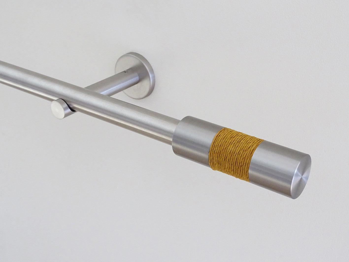 19mm diameter stainless steel curtain pole sets with steel barrel finials in old gold