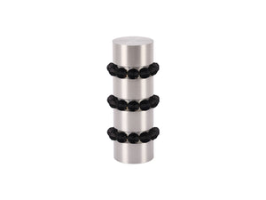 Beaded stainless steel curtain pole finial in jet black glass | Walcot House 19mm collection