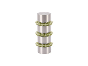 Beaded stainless steel curtain pole finial in olive green glass | Walcot House 19mm collection