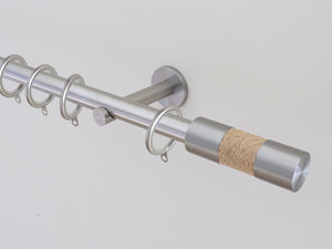 19mm diameter stainless steel curtain pole sets with steel barrel finials in oat