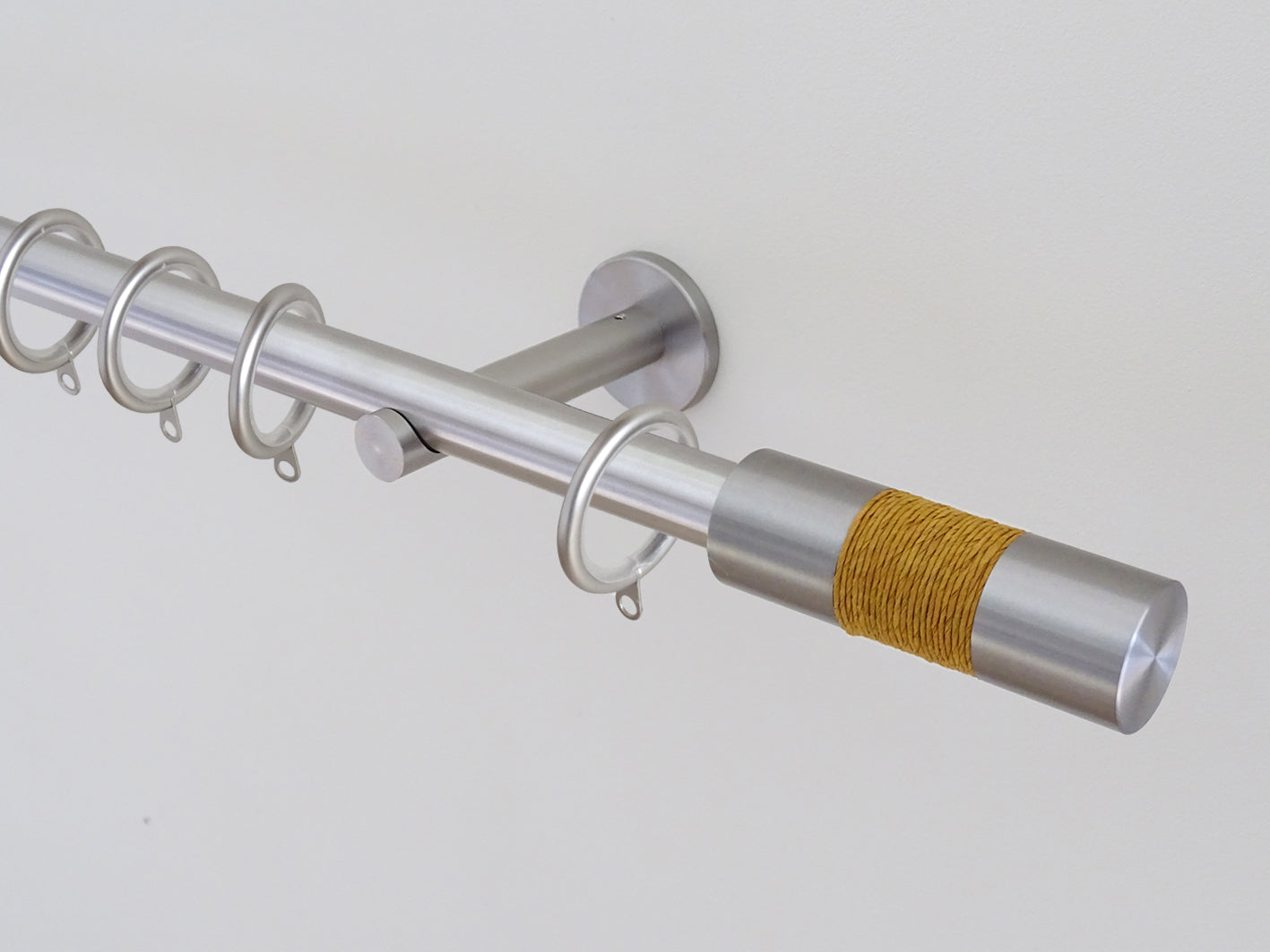 19mm diameter stainless steel curtain pole sets with steel barrel finials in yellow
